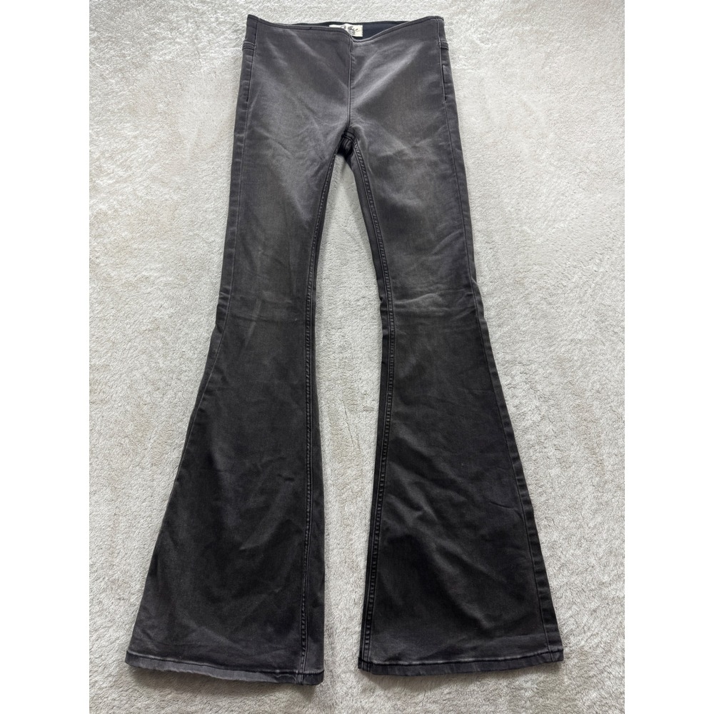 We The Free Womens Penny Pull On Flare Black Denim Jeans 26 Meas: 28x33